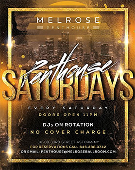 No Cover Charge, rotating DJs, city views at Melrose Penthouse in Long Island City just minutes from Manhattan